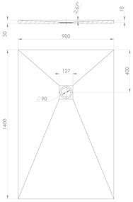 Polysan Treneca douchebak 140x90cm zwart mat