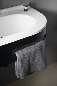 Sapho Pulse wastafel console mat zwart links 74.5x44.5cm