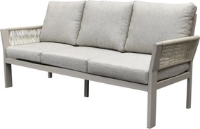 Saigon 3-zitsbank aluminium latte soft grey kussens