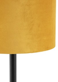 Stoffen Art Deco tafellamp zwart met gele kap 25 cm - Simplo Modern E27 cilinder / rond Binnenverlichting Lamp