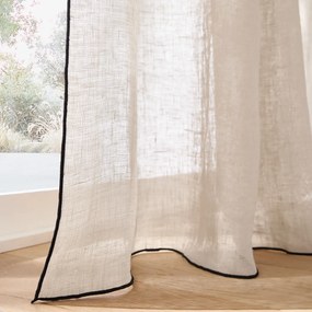 Linnen paneel afgezet met zwart biaisband, ONEGA