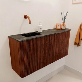 Mondiaz Joya DLux 90cm toiletmeubel ronding rechts ruby met wastafel faye links zonder kraangat lava