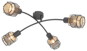 Design plafondlamp zwart met goud 4-lichts - Noud Design E14 Binnenverlichting Lamp