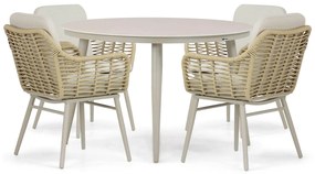 Tuinset Ronde Tuintafel 120 cm Aluminium/rope Taupe 4 personen Coco Antoni/Vienna