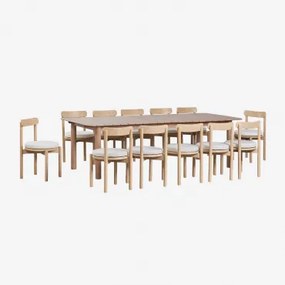 Uitschuifbare Rechthoekige Eettafel 250-310x105 Cm Duala En 12 Tuinstoelen Van Acaciahout Nualis Lichte Acaciekleur - Sklum