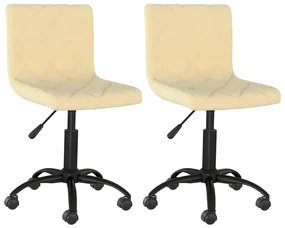 vidaXL Eetkamerstoelen draaibaar 2 st fluweel crèmekleurig