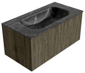 Mondiaz Kurve-dlux 90cm badmeubel shadow met 1 lade en wastafel big small midden zonder kraangat lava