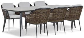 Tuinset 6 personen 240 cm Aluminium/wicker Grijs Coco Olivine/Vienna