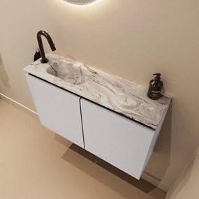 Mondiaz Ture DLux toiletmeubel 80cm cale met wastafel glace links met kraangat