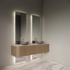 Gliss Design Celeste spiegel tweedelig rechthoekig 40x145cm met handsensor