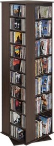 VEVOR Mediaplank 475x475x1636 mm, CD-toren, draaibare boekenplank met 34 vakken voor cd's, dvd's, boeken en game discs, dvd-standaard voor woonkamer, thuiskantoor en opnamestudio, bruin