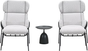 Garden Impressions Fresno loungestoelen donker grijs - Mati bijzettafel Ø50x48 cm