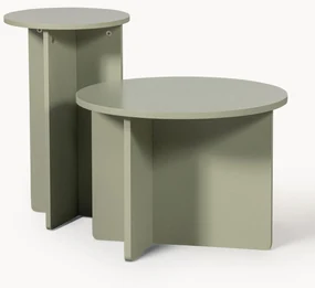 Ronde bijzettafel Ronny van grenenhout, 2-delig