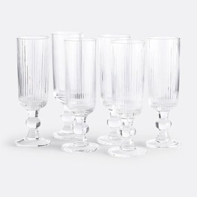 Set van 6 champagneglazen met groeven, Ostri