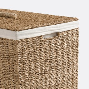 Wasmand met twee compartimenten, van gevlochten zeegras, AZURO