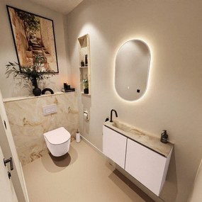 MONDIAZ TURE-DLUX 80cm toiletmeubel Rosee. EDEN wastafel Frappe positie links. Met 1 kraangat. TUREDX80ROSL1FRA