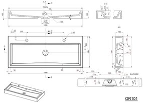 Sapho Orinoko wastafel 100x42cm