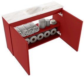 Mondiaz Ture DLux toiletmeubel 80cm fire met wastafel frappe midden met kraangat