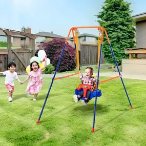 VEVOR Backyard Swing Sets, 3-in-1 peuterschommelset met 4 zandzakken, opvouwbare metalen standaard, eenvoudig te monteren, binnen- en buitenschommelset voor kinderen van 3-6 jaar, tieners van 6-10 jaar en tieners van 10+ jaar