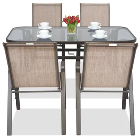 Stalen dining tuinset Modena Bruin voor 4 personen Garden Point