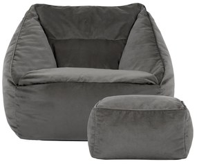Natalia Velvet Armchair Bean Bag + Footstool