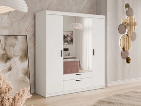 Kledingkast Novduni 108, Wit, 191x176x53cm, 136.5 kg, Kledingkast deuren: Met scharnieren, Aantal planken: 5, Aantal planken: 5