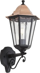 Klassieke wandlamp zwart met koper IP44 - Havana