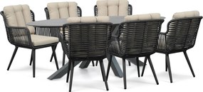 Tuinset 6 personen 240 cm Rope Grijs Coco Custa/Ellisse