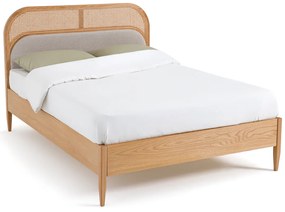 Bed in rotan en fluweel met beddenbodem Buisseau