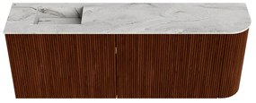 Mondiaz Joya DLux 110cm toiletmeubel ronding rechts ruby met wastafel faye links zonder kraangat glace