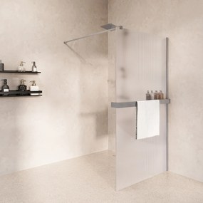 Saniclear Metric inloopdouche 100cm met handdoekhouder en ribbelglas chroom