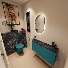 Mondiaz Ture DLux toiletmeubel 100cm smag met wastafel lava links met kraangat