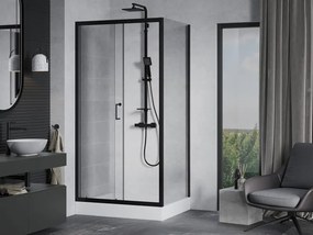 Mexen Apia schuifdouchecabine 120 x 90 cm, transparant, zwart + Rio douchebak - 840-120-090-70-00-4510