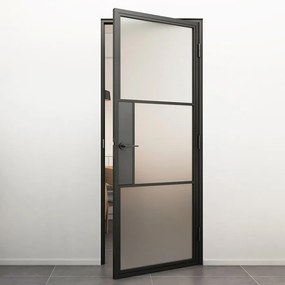 Stalen Deur - Binnendeur Met Klink Mat Glas - Zwart - Incl. Kozijn