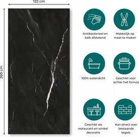 PVC Marmer Wandpaneel Nero Marquina Glans 260x120x0,3cm