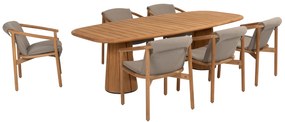 Capri Tess barrel dining tuinset 7 delig 240x110xH75 teak 4 Seasons Outdoor