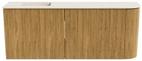 Mondiaz Joya DLux 100cm toiletmeubel ronding rechts oak met wastafel faye links 1 kraangat meli