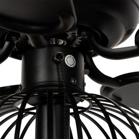 Plafondventilator zwart met hout print 107.5cm met trekschakelaar - Mistral Johanna