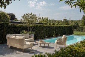 Taste by 4 Seasons Salute salontafel latte met ovaal keramisch tafelblad 120 x 65 cm (H 30 cm) Loungetafel   beige weerbestendig