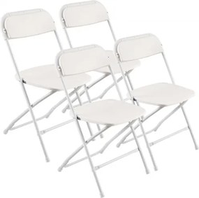 VEVOR 4-pack opvouwbare stoelen, opvouwbare kunststof stoelen, draagbare kampeerstoel, stapelbare zitplaatsen voor binnen en buiten, opvouwbare stoel voor thuis, tuin, feesten en evenementen, wit