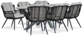 Tuinset 6 personen 240 cm Aluminium/wicker Grijs Coco Azzano/Ellisse