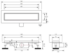 Brauer douchegoot 50x7cm met multifunctioneel rooster en flens RVS geborsteld