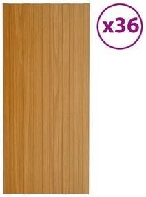 vidaXL Dakpanelen 36 st 100x45 cm gegalvaniseerd staal lichthout
