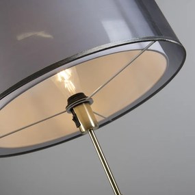 Vloerlamp goud/messing met zwart/witte kap 47 cm - Parte Design, Modern E27 rond Binnenverlichting Lamp