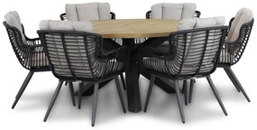 Tuinset Ronde Tuintafel 160 cm Wicker/Aluminium/Aluminium/wicker Zwart 6 personen Coco Azzano/Rockville