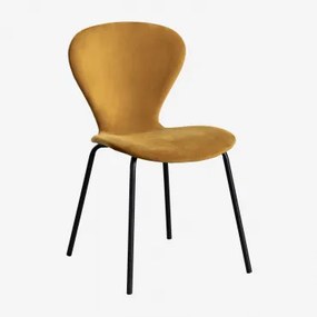 Stapelfauteuil In Fluweel Uit Mostaza & Zwart - Sklum