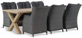 Tuinset 6 personen 240 cm Wicker Zwart Garden Collections Buckingham/Oregon