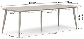 Dining Tuintafel   240 x 100 cm Aluminium Taupe  Vienna