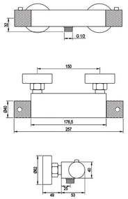Brauer Brushed Carving thermostatische douchekraan met glijstang en 3 standen handdouche RVS geborsteld PVD