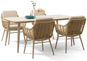 Tuinset 4 personen 180 cm Aluminium/rope Taupe Coco Antoni/Vienna